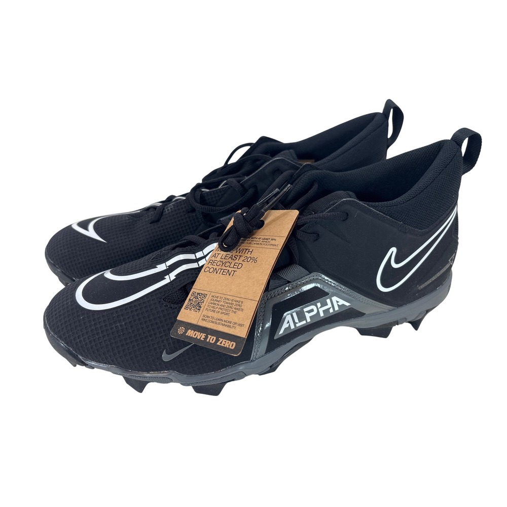 Nike Alpha Menace 3 Shark Football Cleats Mens 14 Black White CV0582-010 NEW